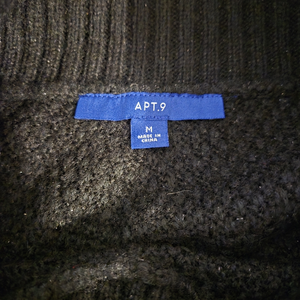 Apt 9 Women's Size M Mock Turtleneck Sweater Tunic with Black Gray White Knit - Picture 10 of 15